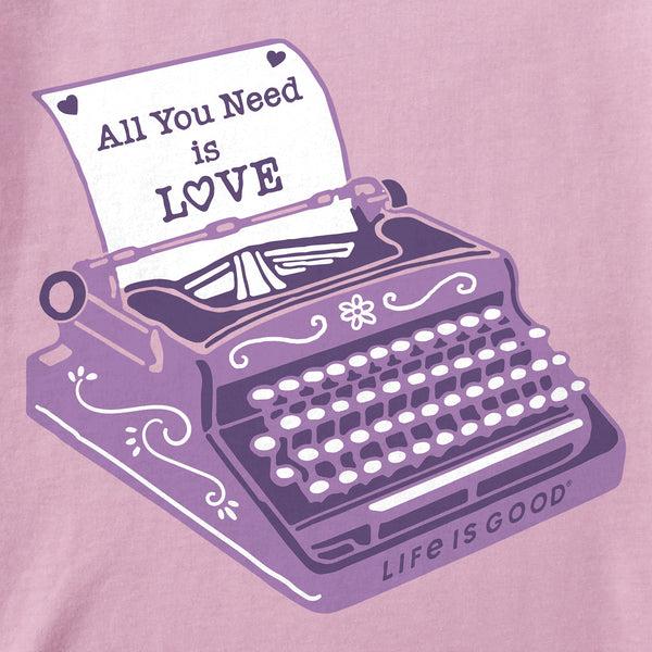 Life Is Good Women's All We Need Is Love Typewriter Long Sleeve Crusher Tee