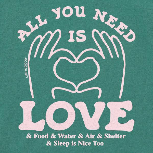 Life Is Good Women's All You Need Is Love U0026 Essentials Short Sleeve Crusher Boxy Tee