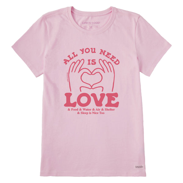 life is good Women's All You Need is Love u0026 Essentials Short Sleeve Tee