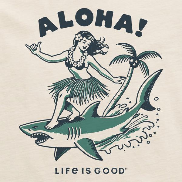 Life Is Good Women's Aloha Shark Short Sleeve Crusher Boxy Tee
