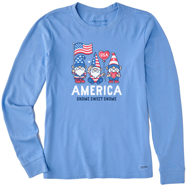 life is good Women's America Gnome Sweet Gnome Long Sleeve Crusher Tee