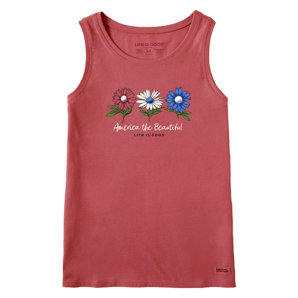 life is good Women's America the Beautiful Daisies Crusher Tank