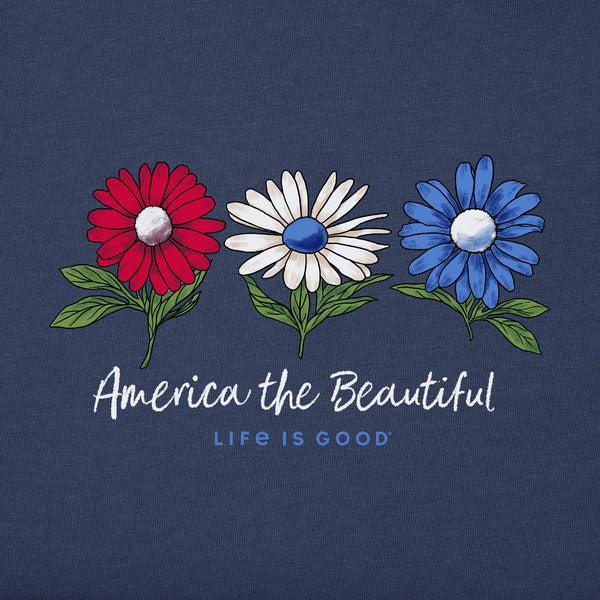 Life Is Good Women's America The Beautiful Daisies Short Sleeve Vee