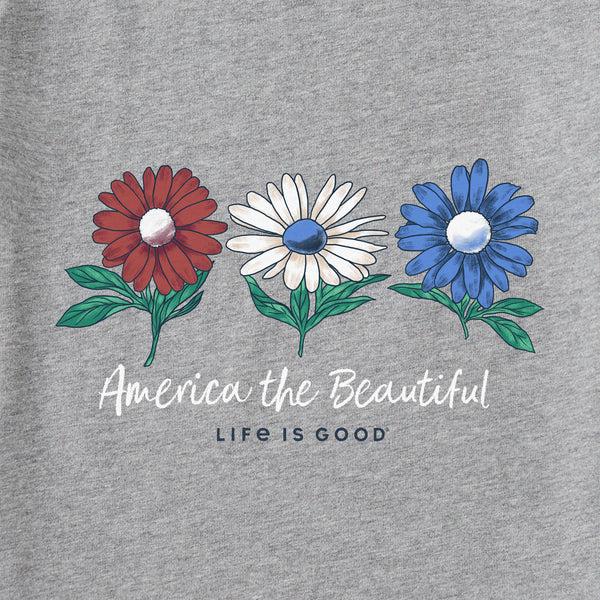 Life Is Good Women's America The Beautiful Daisies Short Sleeve Vee
