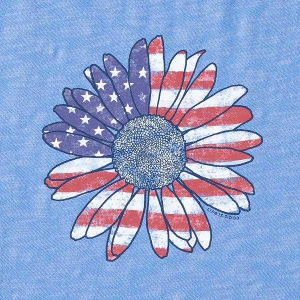 Life Is Good Women's America The Beautiful Daisy Textured Slub Tank