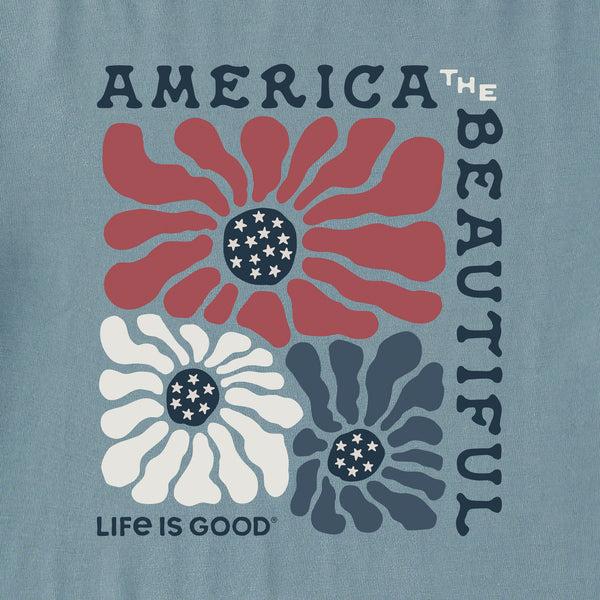 Life Is Good Women's America The Beautiful Flowers Short Sleeve Crusher Tee
