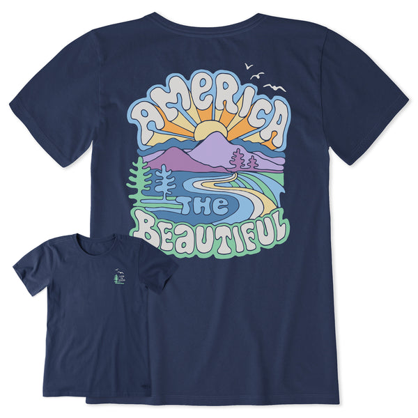 life is good Women's America the Beautiful Short Sleeve Tee