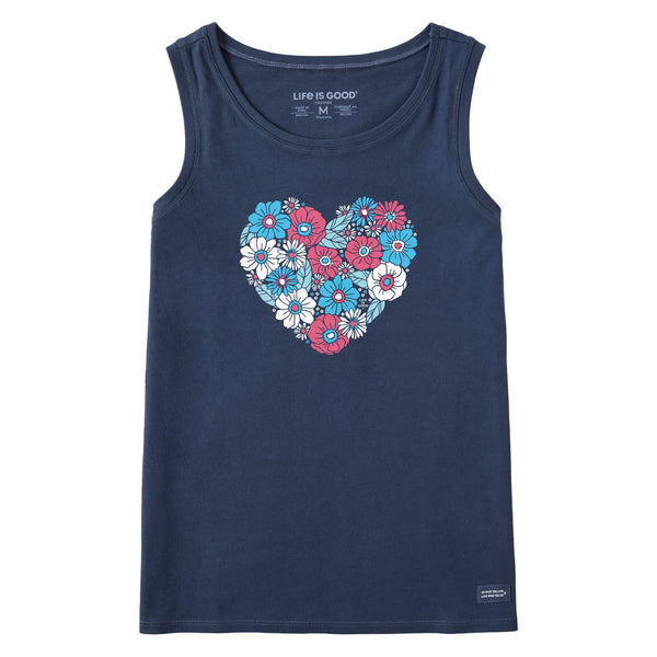 life is good Women's American Flower Heart Crusher Tank