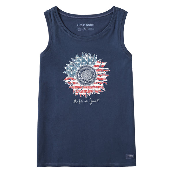 Life Is Good Women's American Sunflower Crusher Tank