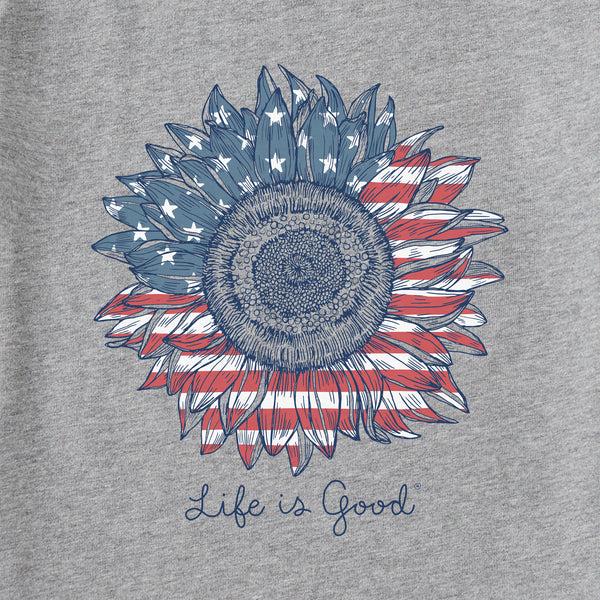 Life Is Good Women's American Sunflower Long Sleeve Crusher Tee