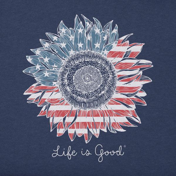 Life Is Good Women's American Sunflower Short Sleeve Crusher Tee