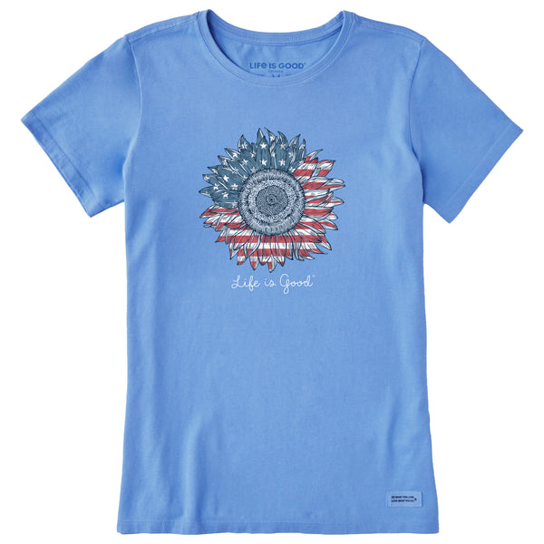 Life Is Good Women's American Sunflower Short Sleeve Crusher Tee
