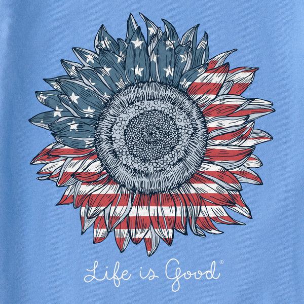 Life Is Good Women's American Sunflower Short Sleeve Crusher Tee