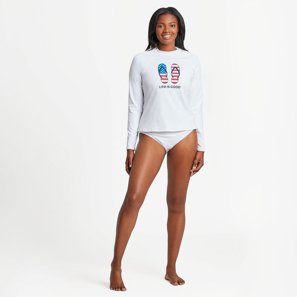 Life Is Good Women's Americana Flip Flops Long Sleeve Rashguard