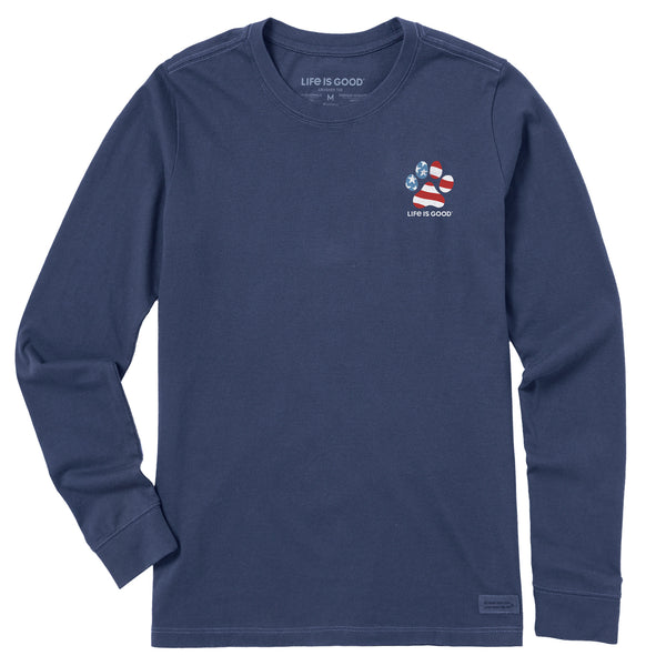 Life Is Good Women's Americana Rescue Paw Long Sleeve Crusher Tee