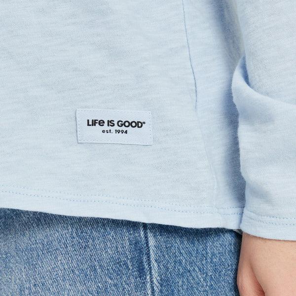 Life Is Good Women's Antique Compass Bird And Flowers Long Sleeve Slub Easy Fit Tee