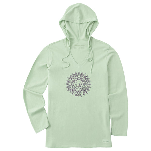 life is good Women's Antique Mandala Long Sleeve Crusher-LITE Hooded Tee