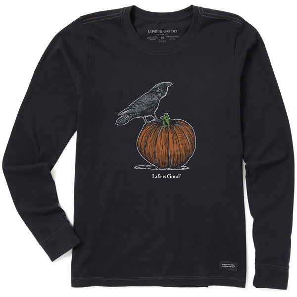 Life Is Good Women's Antique Raven U0026 Pumpkin Long Sleeve Crusher Tee