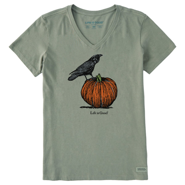 life is good Women's Antique Raven u0026 Pumpkin Short Sleeve Crusher Vee