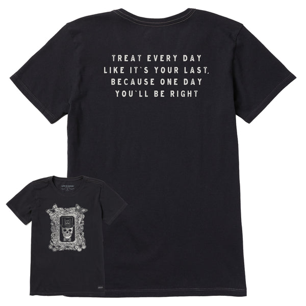life is good Women's Antique Treat Every Day Skull Short Sleeve Crusher Tee