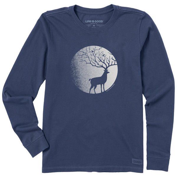 life is good Women's Antlers in the Moonlight Long Sleeve Crusher Tee