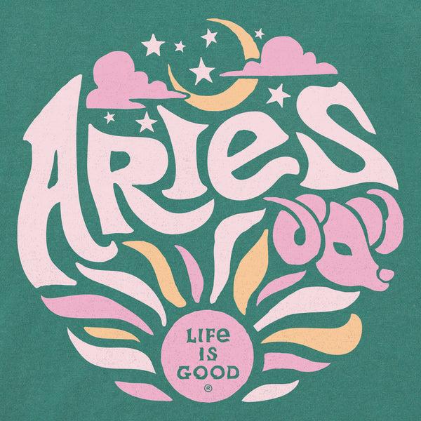 Life Is Good Women's Aries Zodiac Vibes Short Sleeve Crusher Boxy Tee