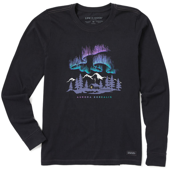 Life Is Good Women's Aurora Borealis Cabin Long Sleeve Crusher Tee