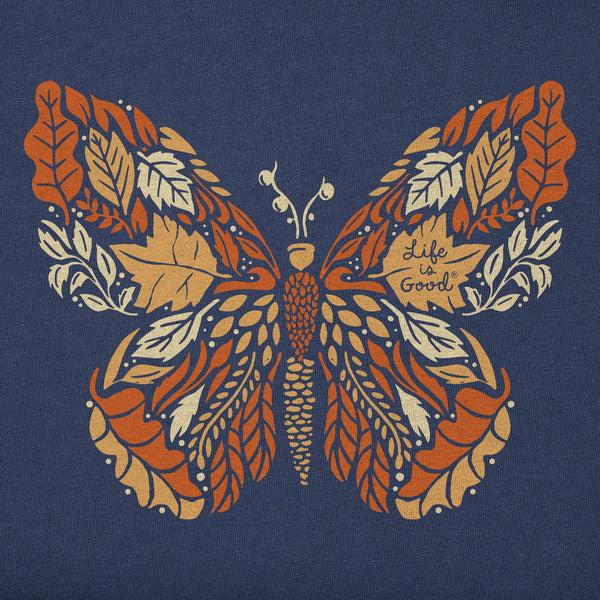 Life Is Good Women's Autumn Butterfly Long Sleeve Crusher Vee