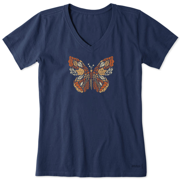 life is good Women's Autumn Butterfly Short Sleeve Crusher Vee