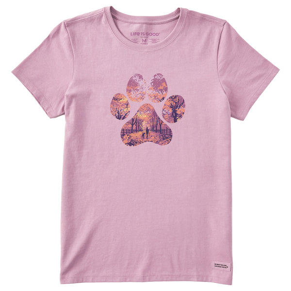 Life Is Good Women's Autumn Dog Walk Short Sleeve Crusher Tee