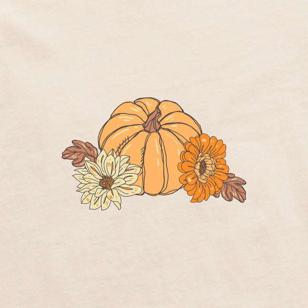 Life Is Good Women's Autumn Floral Pumpkins Long Sleeve Crusher Tee