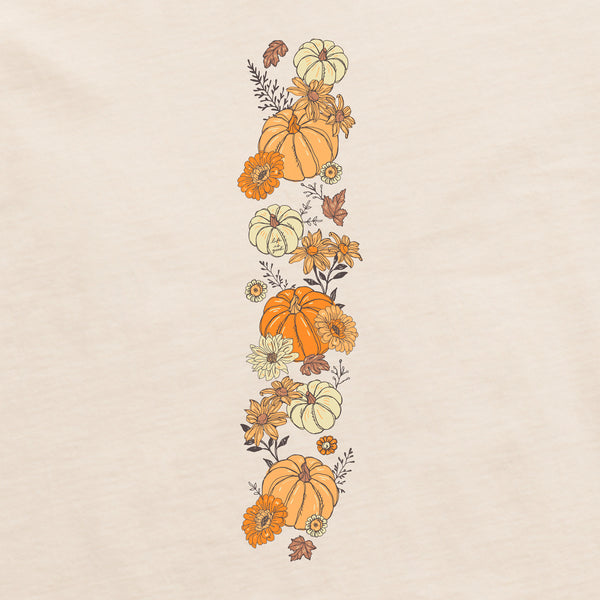 Life Is Good Women's Autumn Floral Pumpkins Long Sleeve Crusher Tee