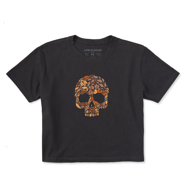 life is good Women's Autumn Skull Short Sleeve Crusher Boxy Tee