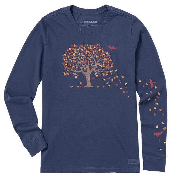 Life Is Good Women's Autumn Tree Leaves Long Sleeve Crusher Tee
