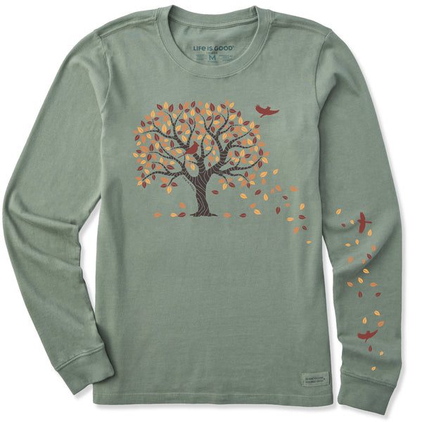 life is good Women's Autumn Tree Leaves Long Sleeve Crusher Tee