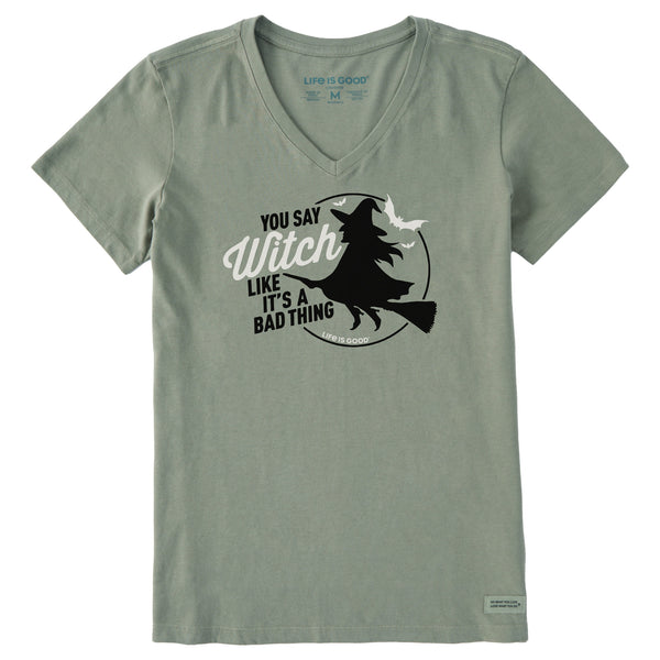 Life Is Good Women's Bad Thing Witch Short Sleeve Crusher Vee
