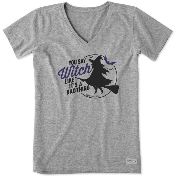 life is good Women's Bad Thing Witch Short Sleeve Crusher Vee