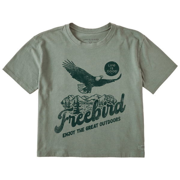 Life Is Good Women's Bald Eagle Freebird Short Sleeve Crusher Boxy Tee