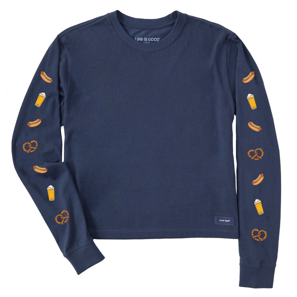 Life Is Good Women's Ballpark Snacks Long Sleeve Crusher Boxy Tee