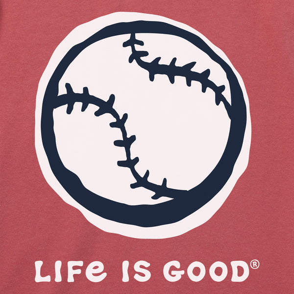 Life Is Good Women's Baseball Sketch Short Sleeve Crusher Vee