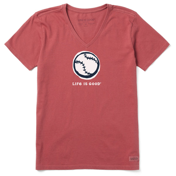 life is good Women's Baseball Sketch Short Sleeve Crusher Vee