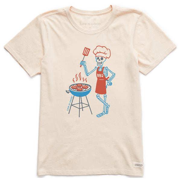 life is good Women's BBQ Skeleton Short Sleeve Crusher Tee