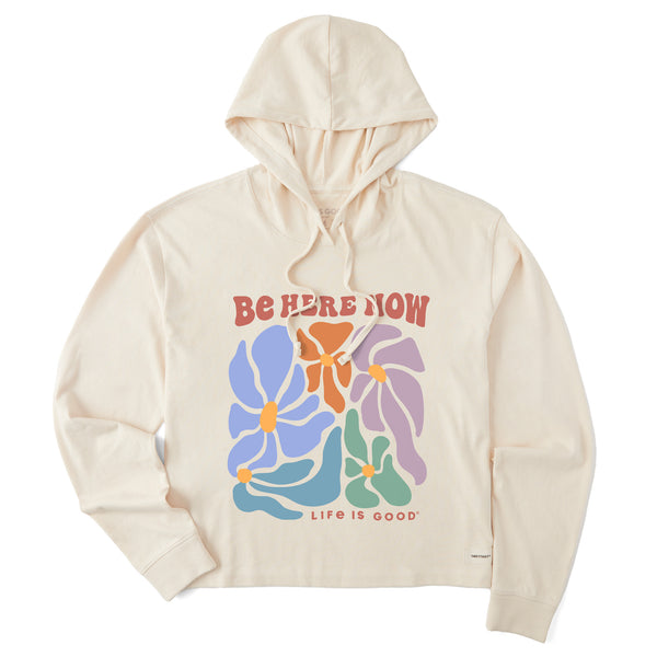 life is good Women's Be Here Now Flowers Crusher Boxy Hoodie