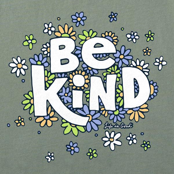 Life Is Good Women's Be Kind Flower Lines Short Sleeve Vee