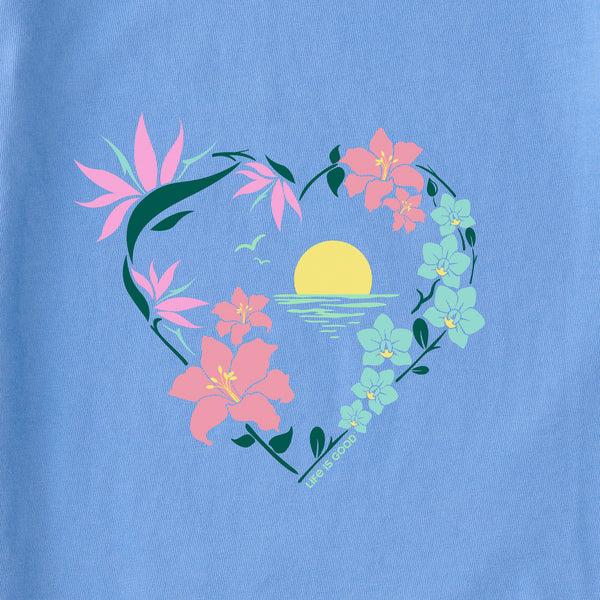 Life Is Good Women's Beach Flowers Short Sleeve Crusher Vee