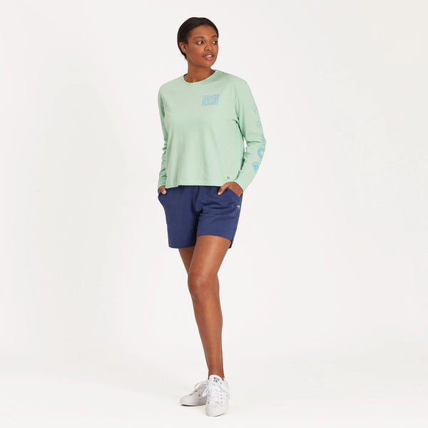 Life Is Good Women's Beach Icons Long Sleeve Crusher Boxy Tee