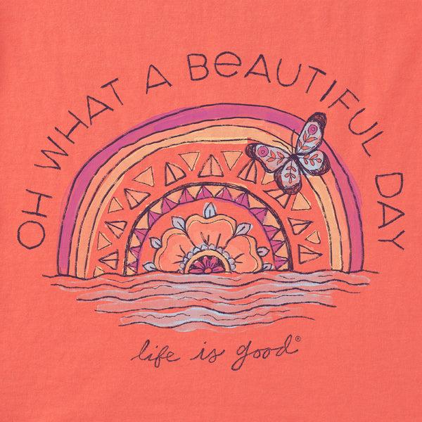 Life Is Good Women's Beautiful Day Butterfly Rainbow Long Sleeve Crusher-LITE Hooded Tee