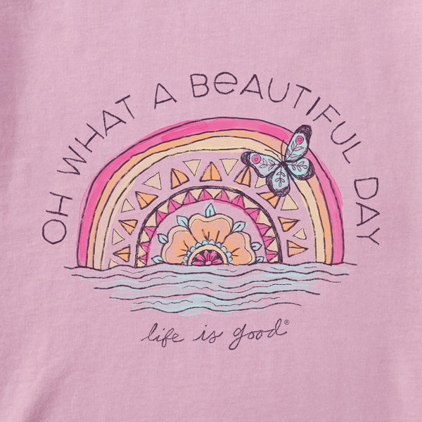 Life Is Good Women's Beautiful Day Butterfly Rainbow Long Sleeve Crusher Tee