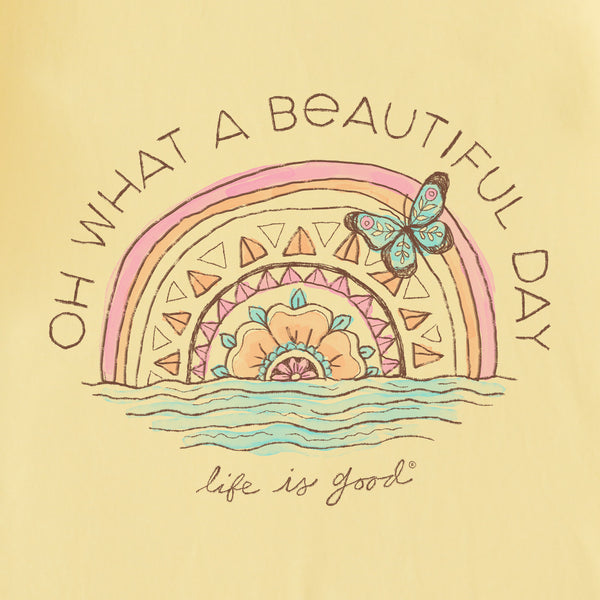 Life Is Good Women's Beautiful Day Butterfly Rainbow Short Sleeve Crusher Tee