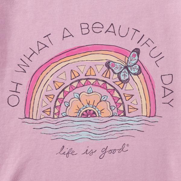 Life Is Good Women's Beautiful Day Butterfly Rainbow Short Sleeve Crusher Tee